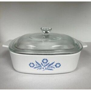 Corning Ware A-1 Blue Cornflower 1Quart Casserole Dish W/Lid White vintage